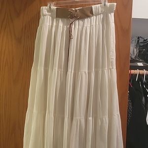 Off-white bohemian flowy maxi skirt